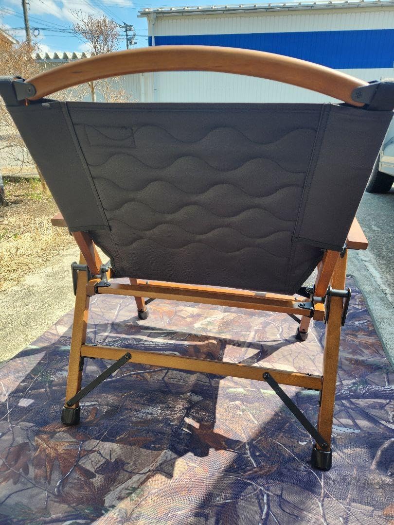 アウトドアチェア ウッドチェア 黒 収納バッグ付き スポーツ